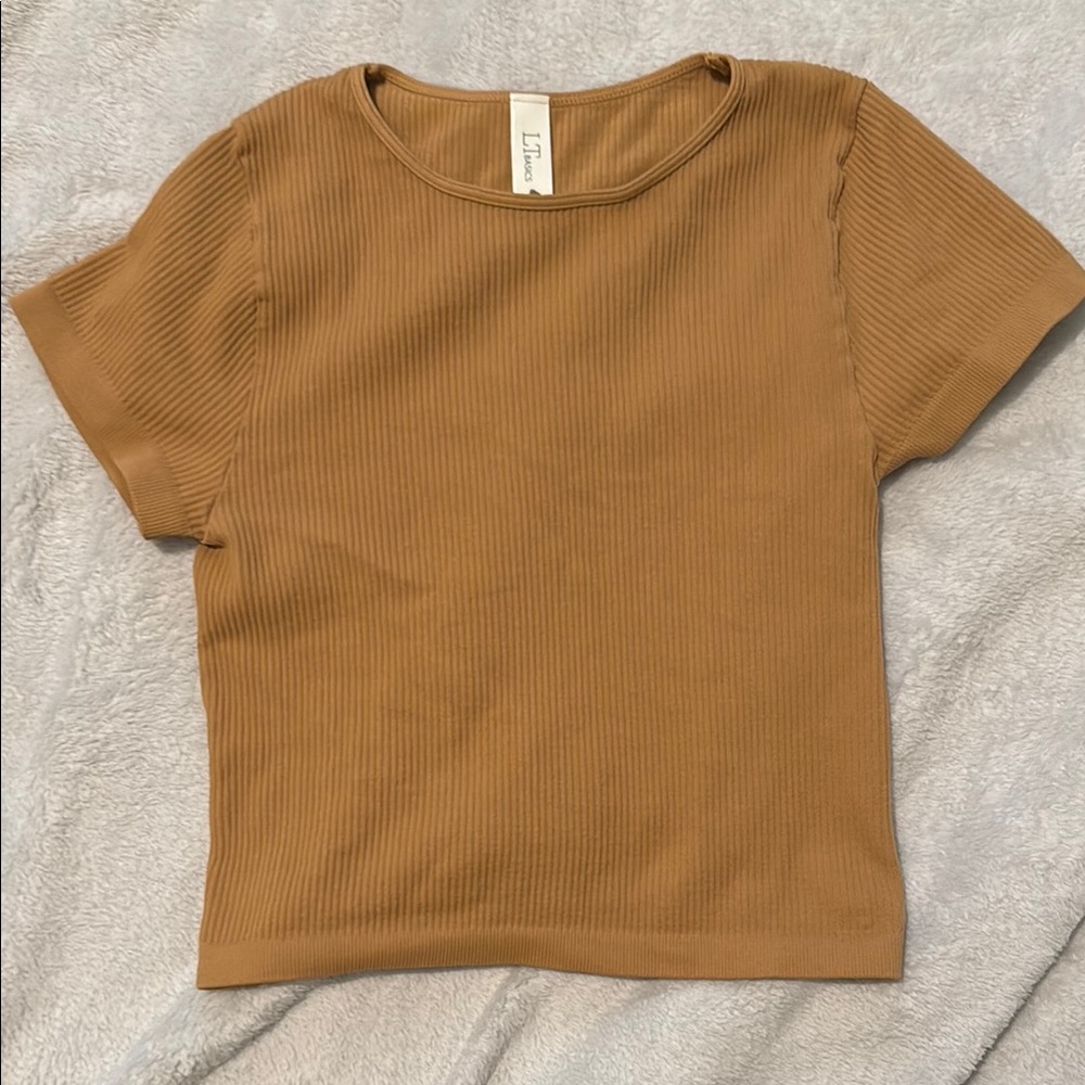 Lizard Thicket Tan Ribbed Fitted Short Sleeve T-Shirt